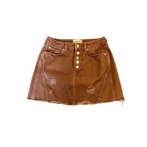 Free People We The Free Rust Colored A-Line Jean Skirt - Picture 1 of 5